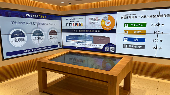 スカイティアラの店頭パネル＆デジタルサイネージ